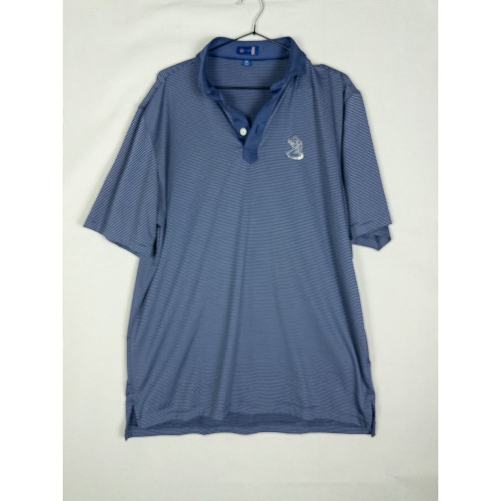 Stitch Golf Polo Shirt Mens M/L Blue Striped Golf‎ Course Embroidered Logo